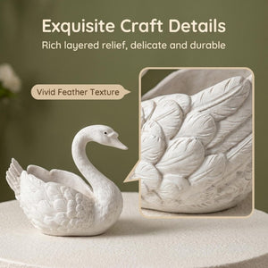 English Elm 12.6 Inch Resin Swan Planter Sculpture Vintage Feather Detail for Garden Pond Patio W5709P534925