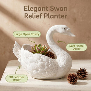 English Elm 12.6 Inch Resin Swan Planter Sculpture Vintage Feather Detail for Garden Pond Patio W5709P534925