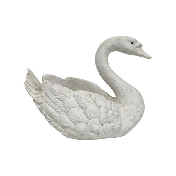 English Elm 12.6 Inch Resin Swan Planter Sculpture Vintage Feather Detail for Garden Pond Patio W5709P534925