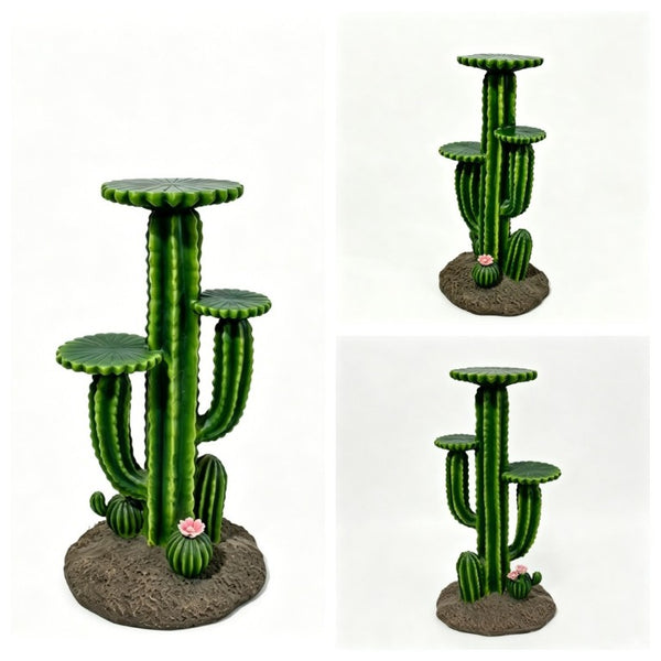 English Elm 32 Inch Resin Saguaro Cactus Plant Stand Three Tiered Shelves Weatherproof Patio Decor W5709P534928