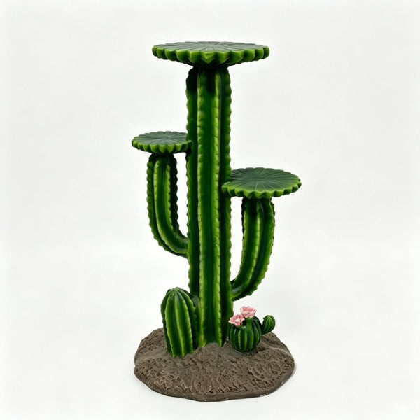 English Elm 32 Inch Resin Saguaro Cactus Plant Stand Three Tiered Shelves Weatherproof Patio Decor W5709P534928