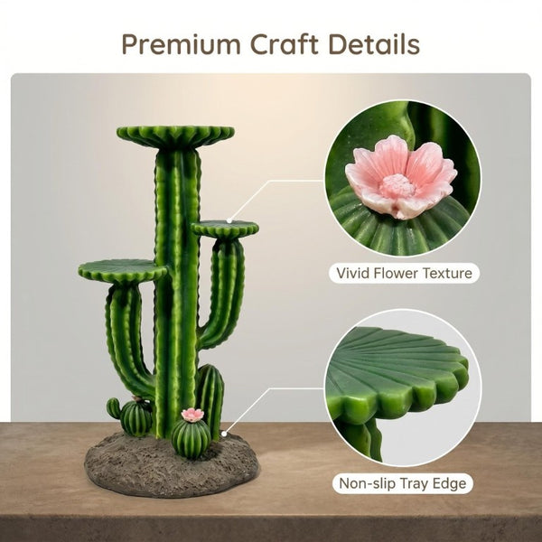 English Elm 32 Inch Resin Saguaro Cactus Plant Stand Three Tiered Shelves Weatherproof Patio Decor W5709P534928
