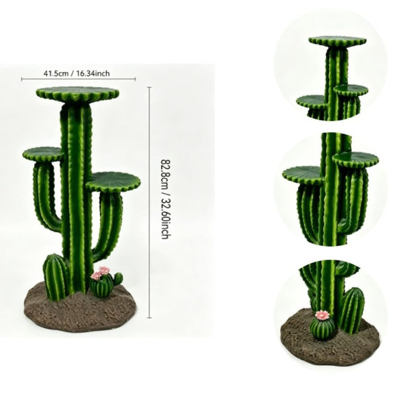English Elm 32 Inch Resin Saguaro Cactus Plant Stand Three Tiered Shelves Weatherproof Patio Decor W5709P534928