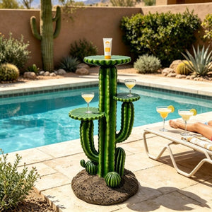 English Elm 32 Inch Resin Saguaro Cactus Plant Stand Three Tiered Shelves Weatherproof Patio Decor W5709P534928