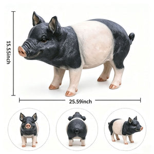 English Elm Garden Resin Pig Figurine Set Hand Painted Farm Statues for Yard Patio Lawn Decor W5709P535607