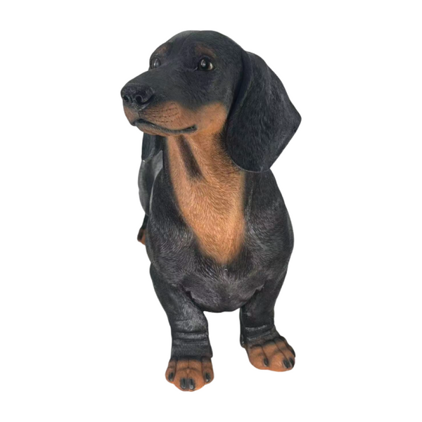 English Elm 26''Black and Tan Dachshund Resin Sculpture Hand Painted Realistic Outdoor Garden Yard Decor W5709P536521