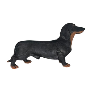 English Elm 26''Black and Tan Dachshund Resin Sculpture Hand Painted Realistic Outdoor Garden Yard Decor W5709P536521