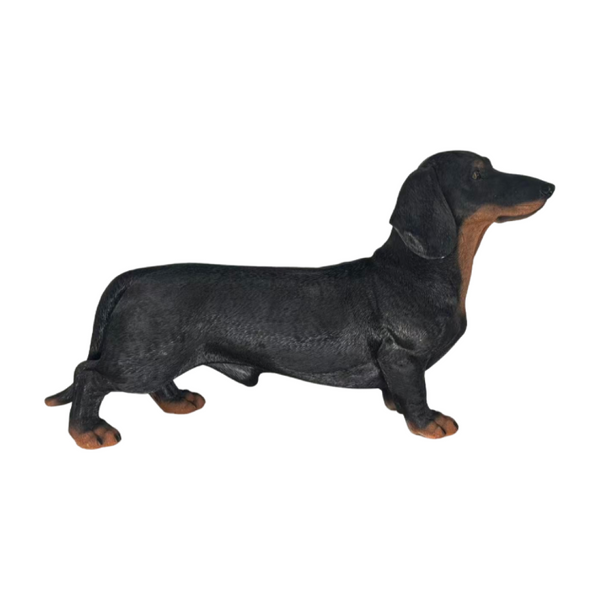 English Elm 26''Black and Tan Dachshund Resin Sculpture Hand Painted Realistic Outdoor Garden Yard Decor W5709P536521