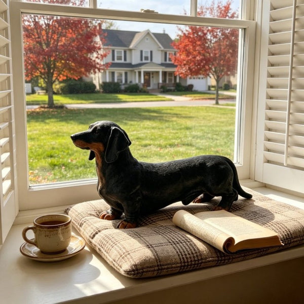 English Elm 26''Black and Tan Dachshund Resin Sculpture Hand Painted Realistic Outdoor Garden Yard Decor W5709P536521