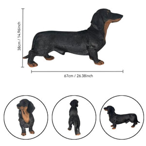 English Elm 26''Black and Tan Dachshund Resin Sculpture Hand Painted Realistic Outdoor Garden Yard Decor W5709P536521