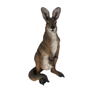 English Elm 22''Mother Kangaroo Joey Resin Garden Statue Hand-Painted Wildlife Sculpture Outdoor Decor W5709P536522