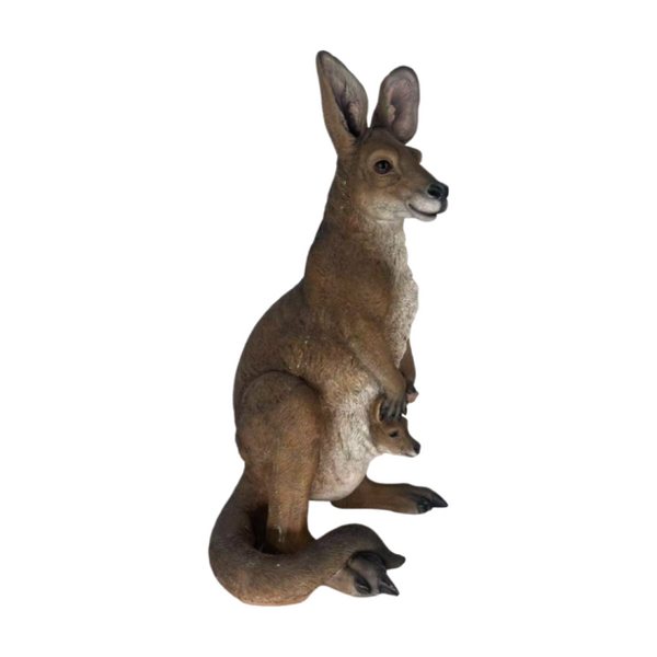 English Elm 22''Mother Kangaroo Joey Resin Garden Statue Hand-Painted Wildlife Sculpture Outdoor Decor W5709P536522