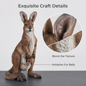 English Elm 22''Mother Kangaroo Joey Resin Garden Statue Hand-Painted Wildlife Sculpture Outdoor Decor W5709P536522
