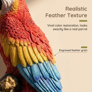 English Elm Hanging Scarlet Macaw Resin Sculpture Lifelike Hand-Painted Bird for Porch or Garden W5709P536523