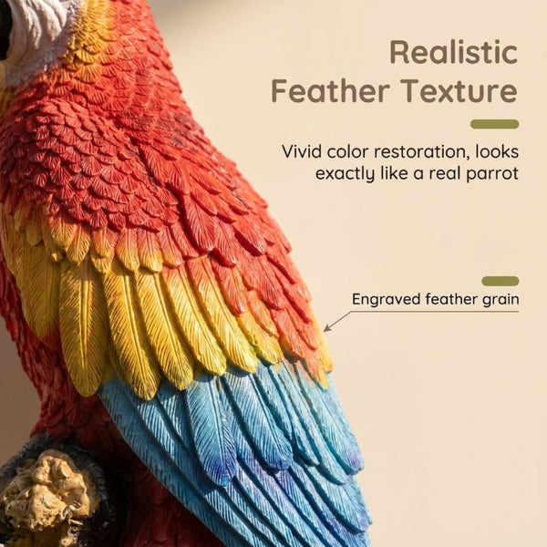 English Elm Hanging Scarlet Macaw Resin Sculpture Lifelike Hand-Painted Bird for Porch or Garden W5709P536523
