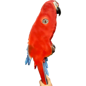English Elm Hanging Scarlet Macaw Resin Sculpture Lifelike Hand-Painted Bird for Porch or Garden W5709P536523