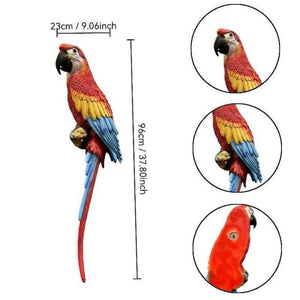 English Elm Hanging Scarlet Macaw Resin Sculpture Lifelike Hand-Painted Bird for Porch or Garden W5709P536523