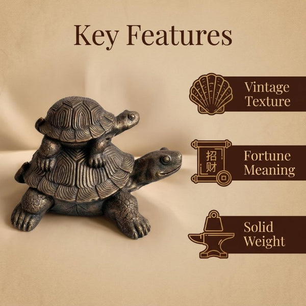 English Elm 19 Inch Antique Bronze Stacked Tortoise Resin Sculpture Rustic Farmhouse Indoor Outdoor Decor W5709P539710
