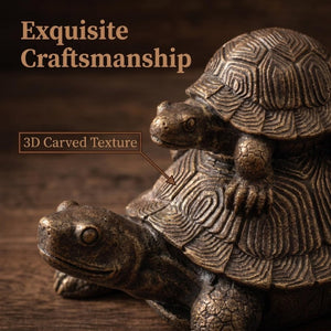 English Elm 19 Inch Antique Bronze Stacked Tortoise Resin Sculpture Rustic Farmhouse Indoor Outdoor Decor W5709P539710