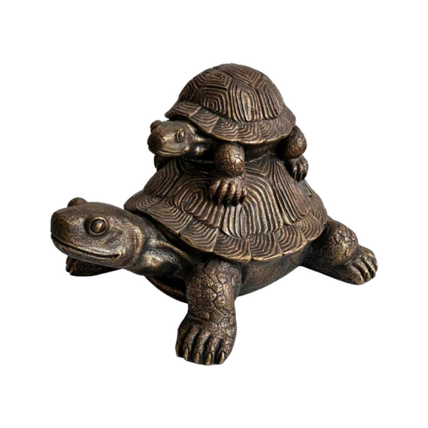 English Elm 19 Inch Antique Bronze Stacked Tortoise Resin Sculpture Rustic Farmhouse Indoor Outdoor Decor W5709P539710