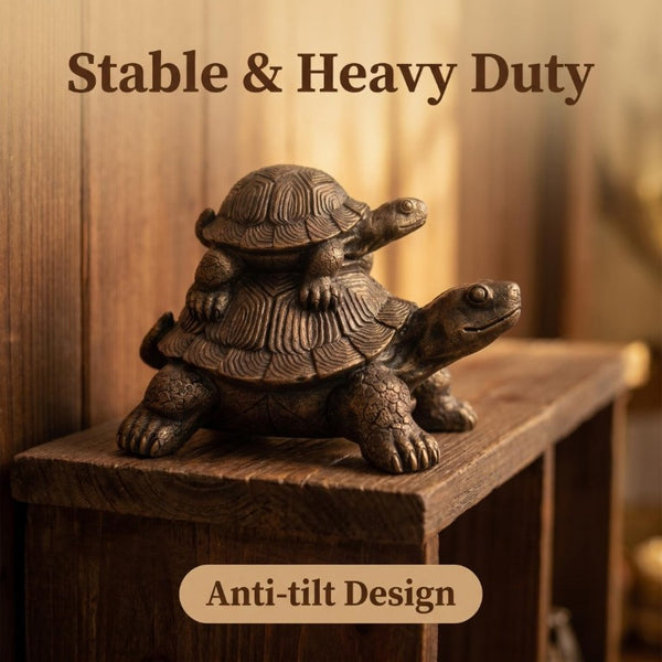 English Elm 19 Inch Antique Bronze Stacked Tortoise Resin Sculpture Rustic Farmhouse Indoor Outdoor Decor W5709P539710