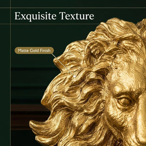 English Elm Golden Matte Resin Lion Head Wall Mount Sculpture Rustic Farmhouse Bar Living Room Art Gold W5709P541067