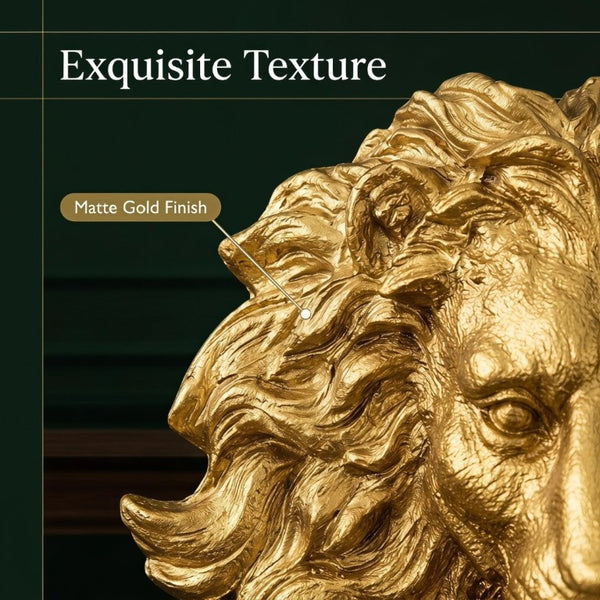 English Elm Golden Matte Resin Lion Head Wall Mount Sculpture Rustic Farmhouse Bar Living Room Art Gold W5709P541067