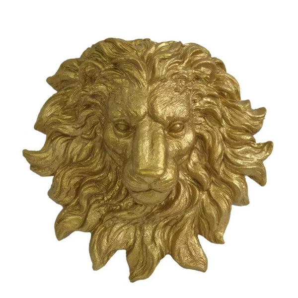 English Elm Golden Matte Resin Lion Head Wall Mount Sculpture Rustic Farmhouse Bar Living Room Art Gold W5709P541067