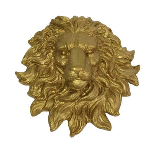 English Elm Golden Matte Resin Lion Head Wall Mount Sculpture Rustic Farmhouse Bar Living Room Art Gold W5709P541067