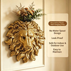 English Elm Golden Matte Resin Lion Head Wall Mount Sculpture Rustic Farmhouse Bar Living Room Art Gold W5709P541067
