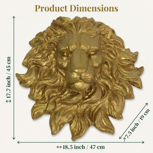 English Elm Golden Matte Resin Lion Head Wall Mount Sculpture Rustic Farmhouse Bar Living Room Art Gold W5709P541067