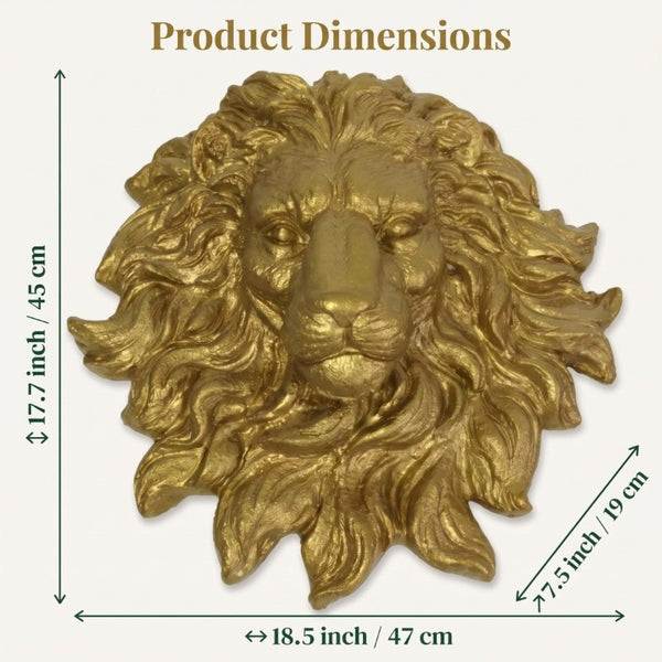 English Elm Golden Matte Resin Lion Head Wall Mount Sculpture Rustic Farmhouse Bar Living Room Art Gold W5709P541067