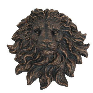 English Elm Golden Matte Resin Lion Head Wall Mount Sculpture Rustic Farmhouse Bar Living Room Art Antique Brown W5709P541070