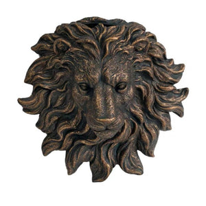 English Elm Golden Matte Resin Lion Head Wall Mount Sculpture Rustic Farmhouse Bar Living Room Art Antique Brown W5709P541070
