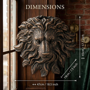 English Elm Golden Matte Resin Lion Head Wall Mount Sculpture Rustic Farmhouse Bar Living Room Art Antique Brown W5709P541070