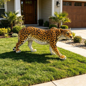 English Elm Realistic Hand-Painted Resin Leopard Garden Sculpture Weatherproof Outdoor Safari Decor W5709P544571