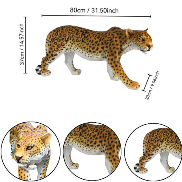 English Elm Realistic Hand-Painted Resin Leopard Garden Sculpture Weatherproof Outdoor Safari Decor W5709P544571