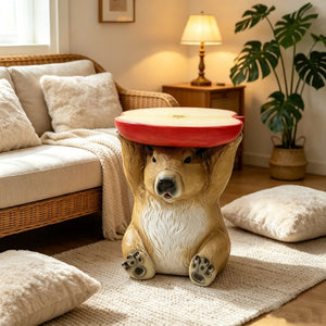 English Elm 14 Inch Capybara Figurine Accent Stool Sculptural Animal Side Table for Patio or Living Room W5709P565668