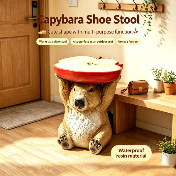 English Elm 14 Inch Capybara Figurine Accent Stool Sculptural Animal Side Table for Patio or Living Room W5709P565668