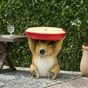 English Elm 14 Inch Capybara Figurine Accent Stool Sculptural Animal Side Table for Patio or Living Room W5709P565668