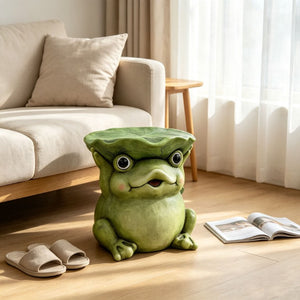 English Elm 12 Inch Whimsical Frog Garden Statue Mossy Green Lotus Hat Outdoor Patio Lawn Sculpture W5709P565670