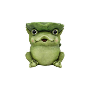 English Elm 12 Inch Whimsical Frog Garden Statue Mossy Green Lotus Hat Outdoor Patio Lawn Sculpture W5709P565670