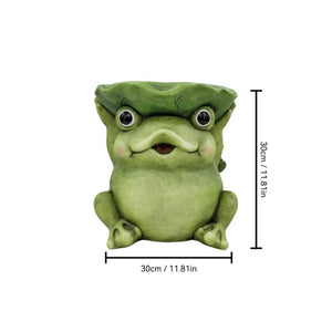English Elm 12 Inch Whimsical Frog Garden Statue Mossy Green Lotus Hat Outdoor Patio Lawn Sculpture W5709P565670