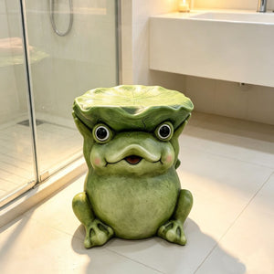 English Elm 12 Inch Whimsical Frog Garden Statue Mossy Green Lotus Hat Outdoor Patio Lawn Sculpture W5709P565670