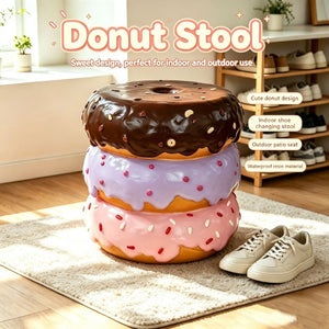 English Elm 14 Inch Stacked Donut Figurine Stool Novelty Sculpted Seat for Patio or Kids Room W5709P565684