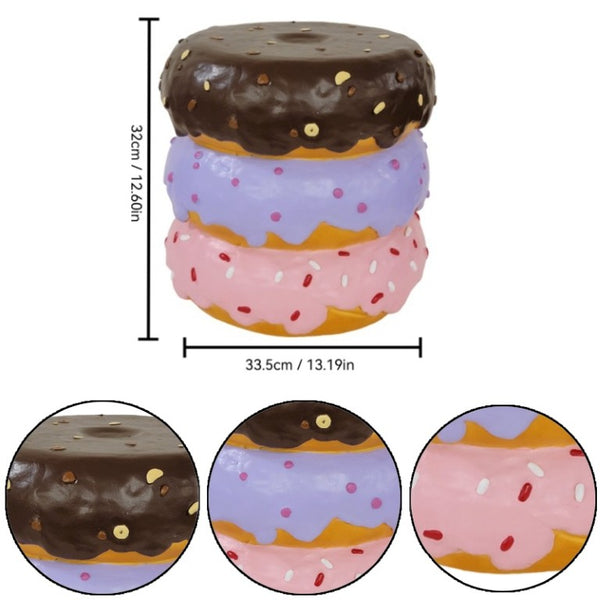 English Elm 14 Inch Stacked Donut Figurine Stool Novelty Sculpted Seat for Patio or Kids Room W5709P565684