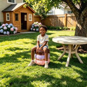 English Elm 14 Inch Stacked Donut Figurine Stool Novelty Sculpted Seat for Patio or Kids Room W5709P565684