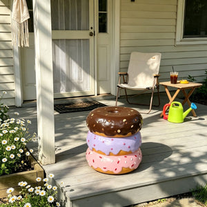 English Elm 14 Inch Stacked Donut Figurine Stool Novelty Sculpted Seat for Patio or Kids Room W5709P565684