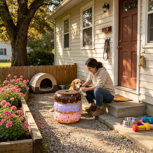 English Elm 14 Inch Stacked Donut Figurine Stool Novelty Sculpted Seat for Patio or Kids Room W5709P565684