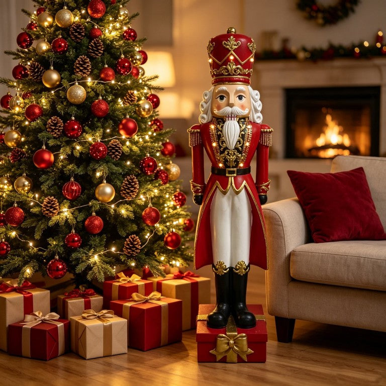 English Elm 36 Inch Resin Nutcracker Soldier Figurine Hand Painted Holiday Statue for Porch or Patio W5709P584259